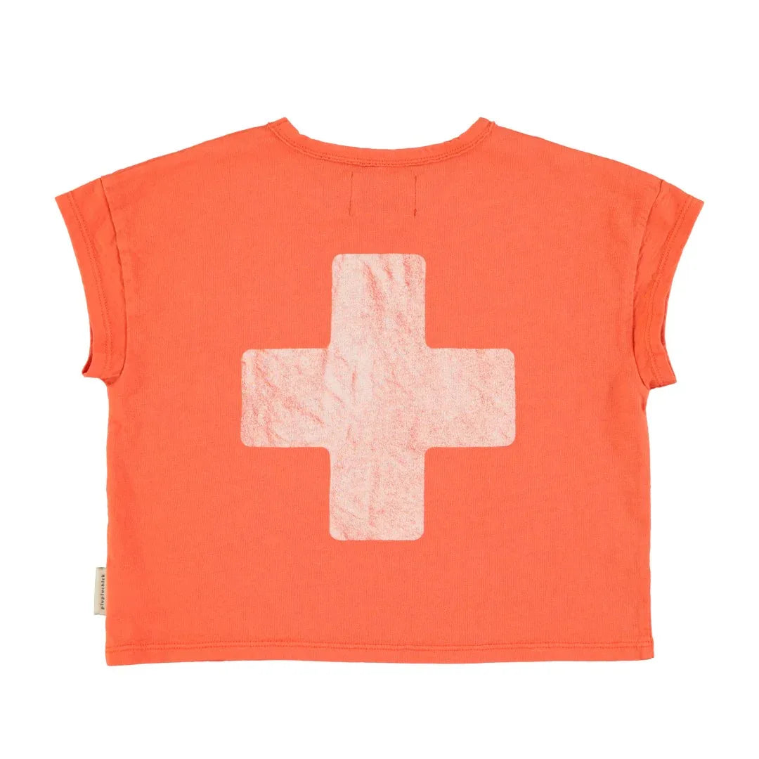 T-Shirt Orange With First Aid Print - Piupiuchick