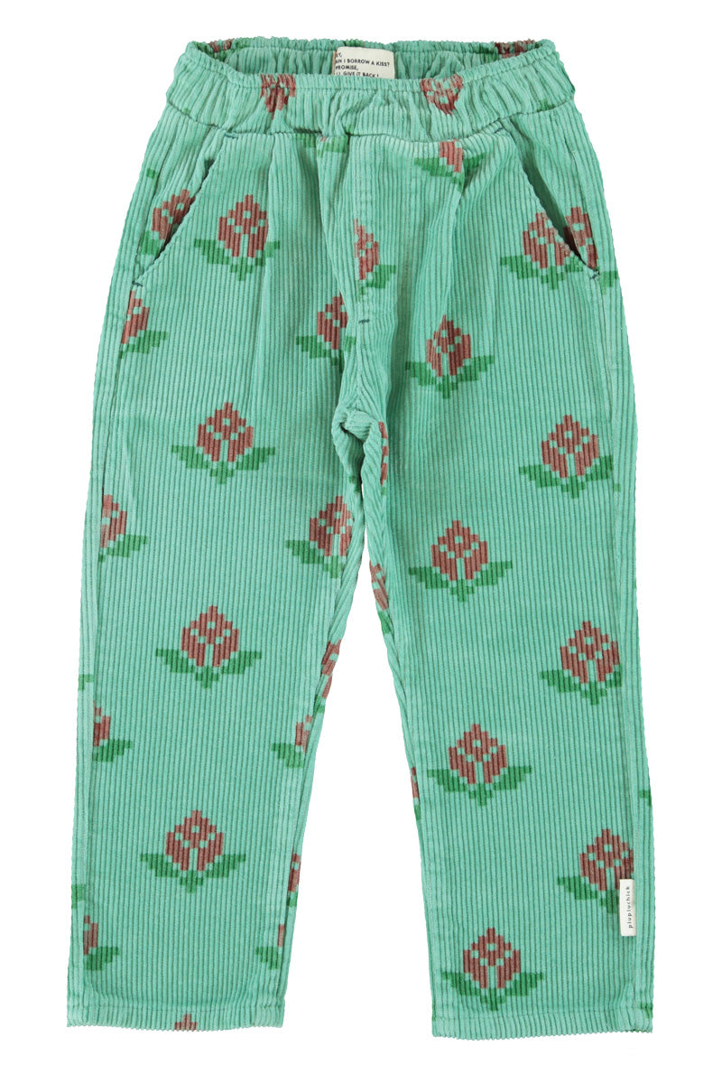Trousers Green With Big Flowers