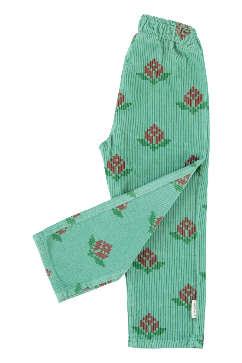 Trousers Green With Big Flowers