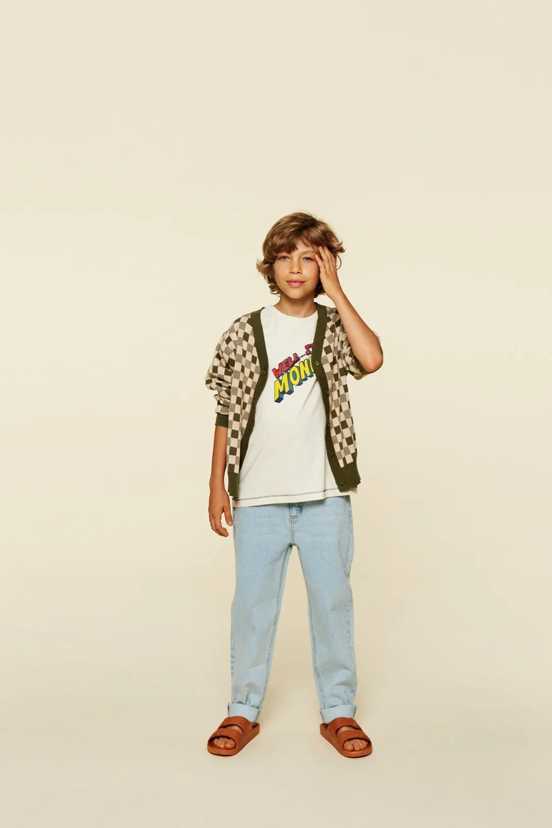 Kimmie Cardigan Dill Check Print Soft Knit - A Monday In Copenhagen