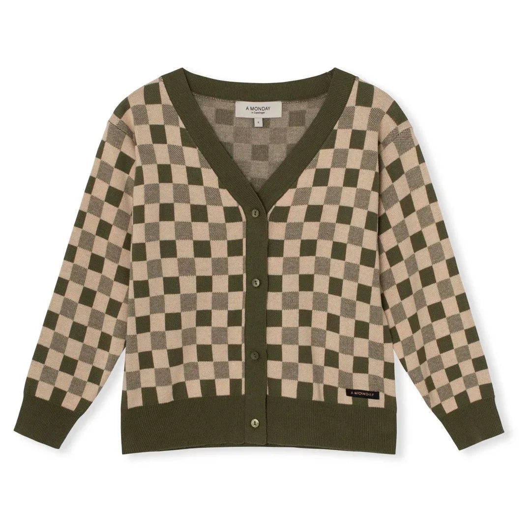 Kimmie Cardigan Dill Check Print Soft Knit - A Monday In Copenhagen