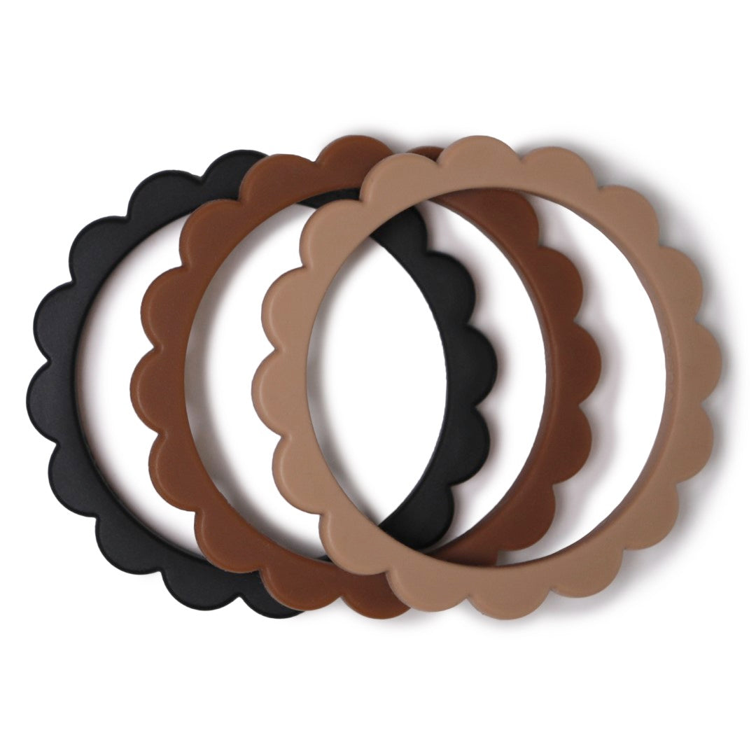 Mushie | Flower Bracelet (3pack) Black/Nat./Caramel