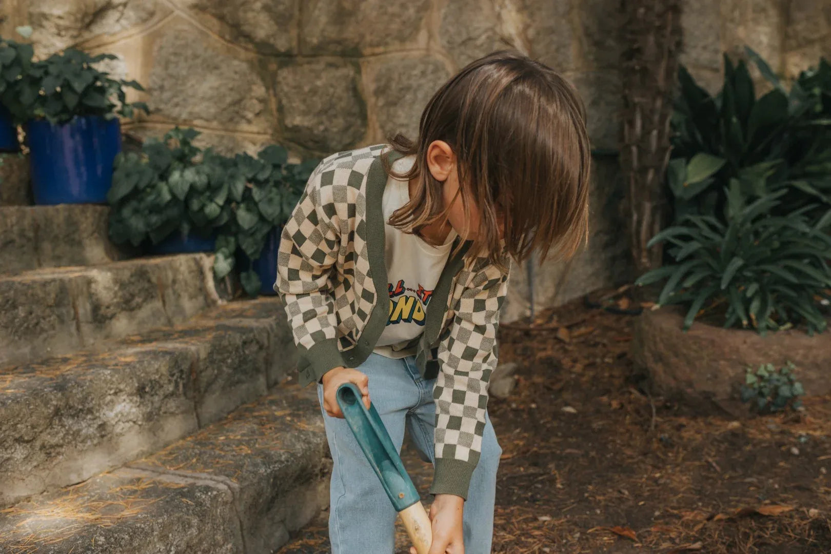Kimmie Cardigan Dill Check Print Soft Knit - A Monday In Copenhagen