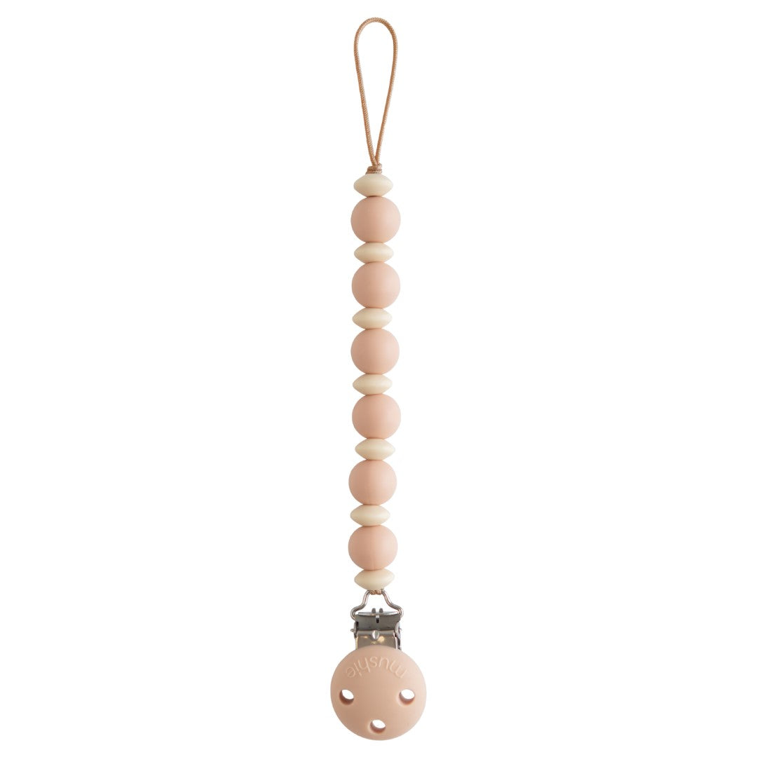 Mushie | Luna Pacifier Clip Blush