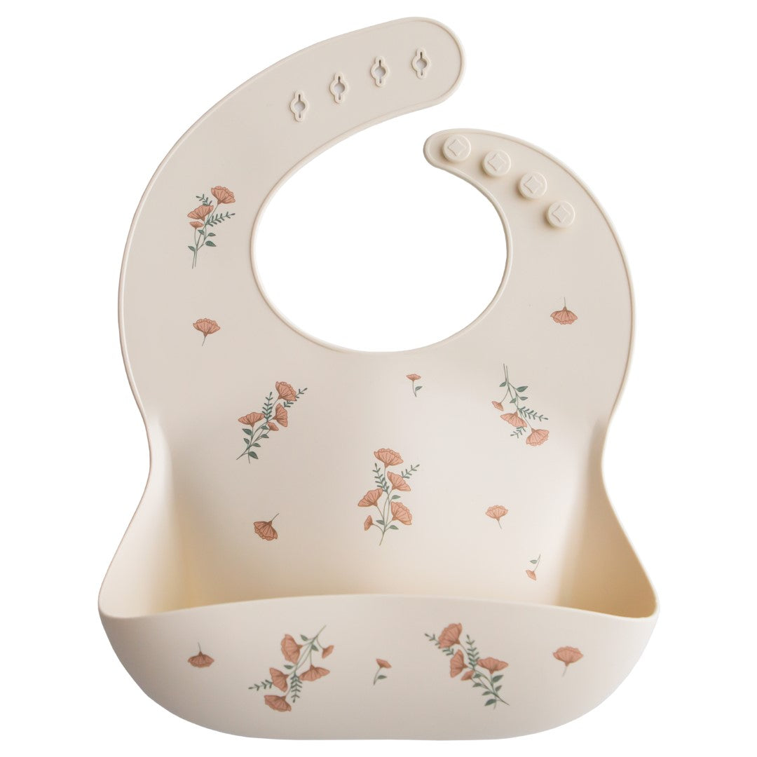 Mushie | Silcone Bib Pink Flowers
