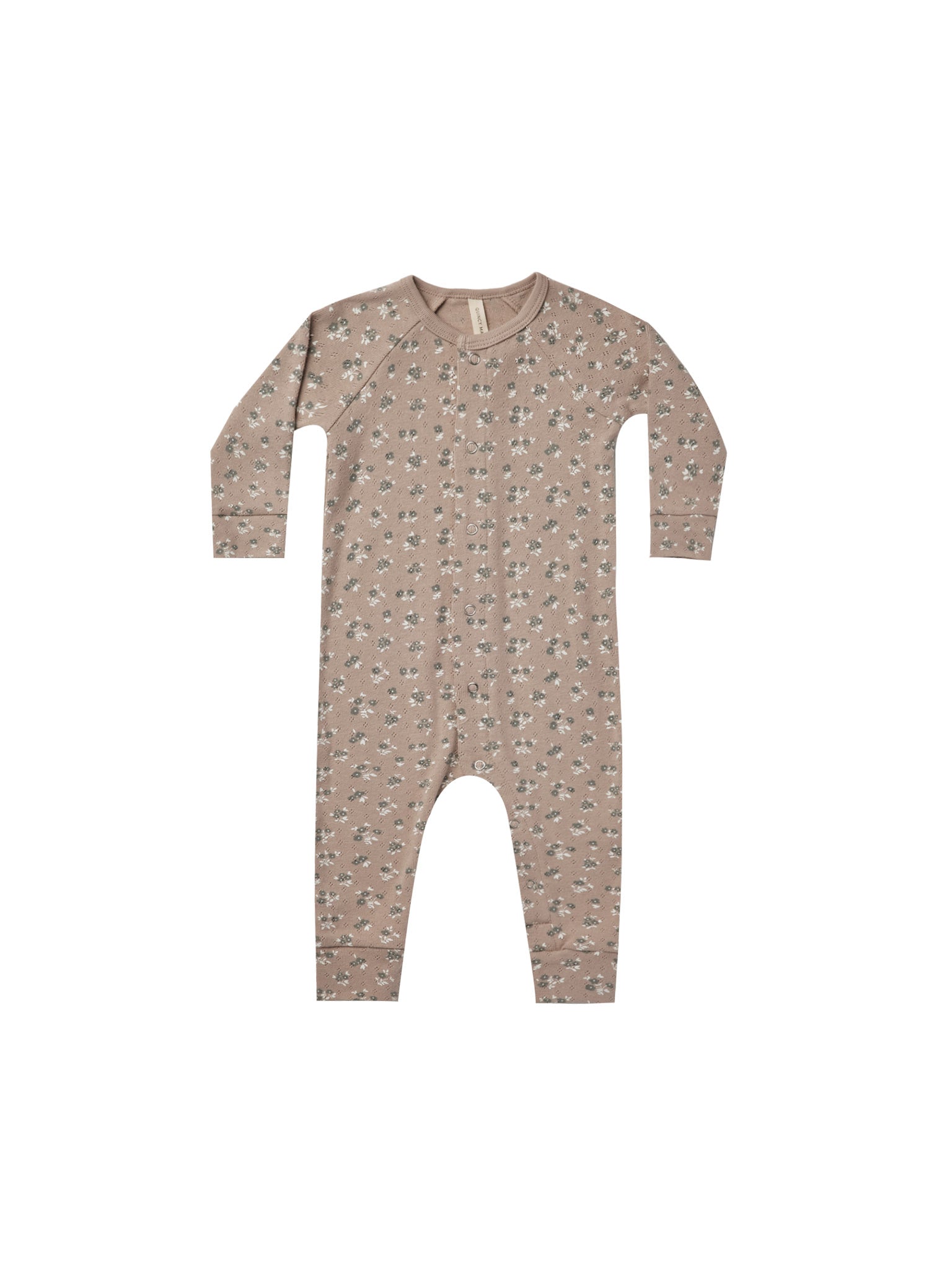 Pointelle Jumpsuit Long John Truffle Floral van Quincy Mae