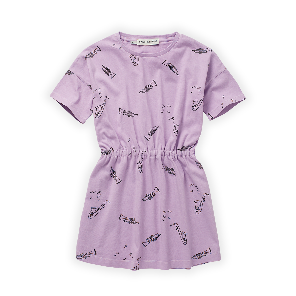 Tshirt Dress Musica Print Lilac Breeze van Sproet & Sprout