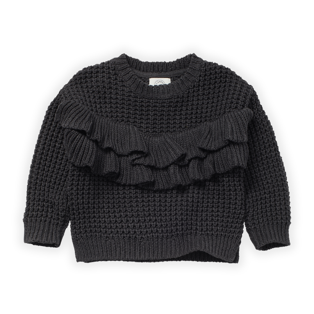 Sweater Ruffle Asphalt van Sproet & Sprout