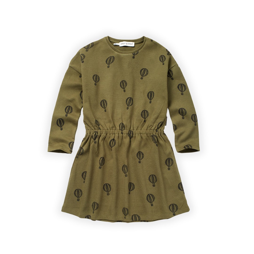 Skater Dress Hot Air Balloon Print Khaki van Sproet & Sprout