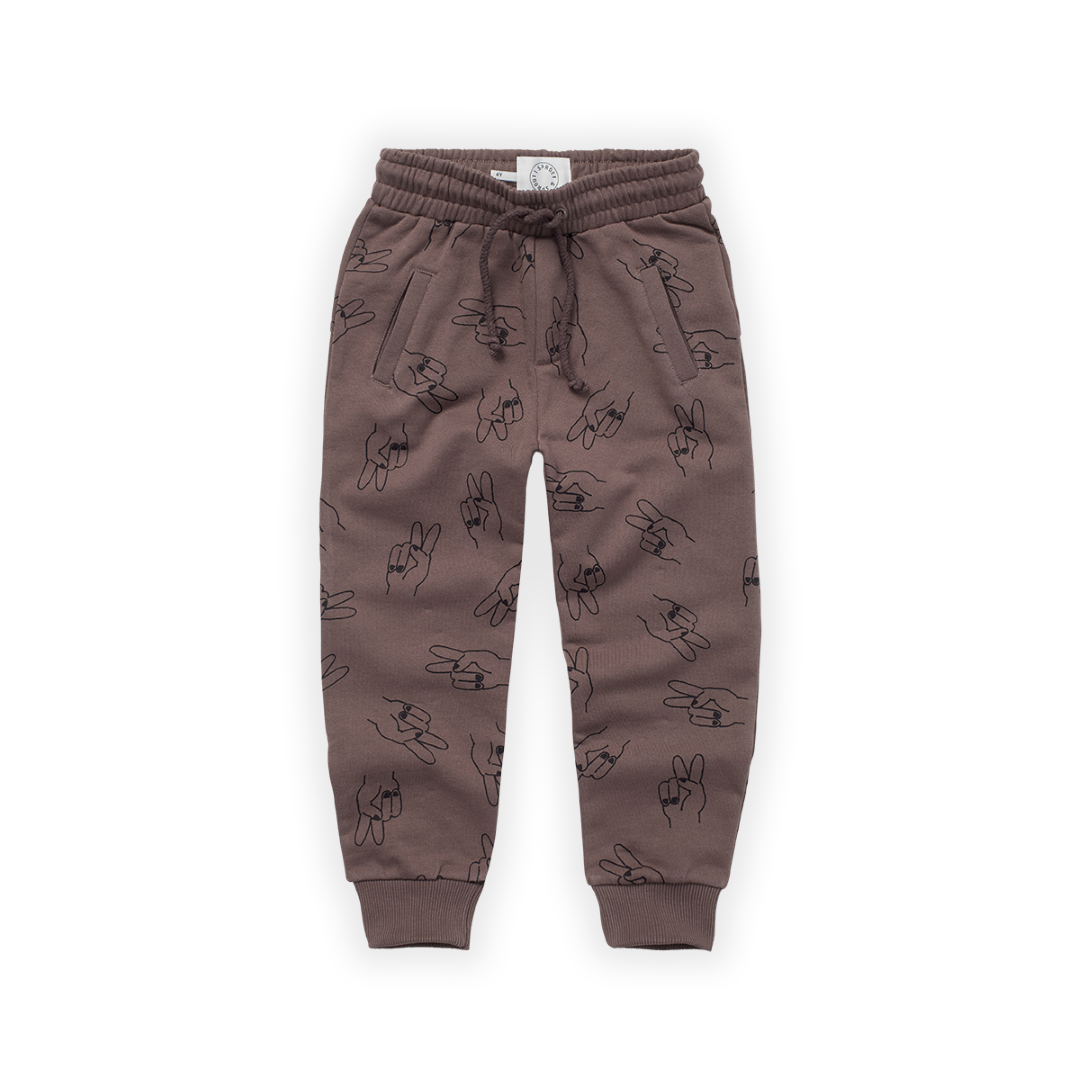 Sweatpants Peace Hands Print Wood van Sproet & Sprout