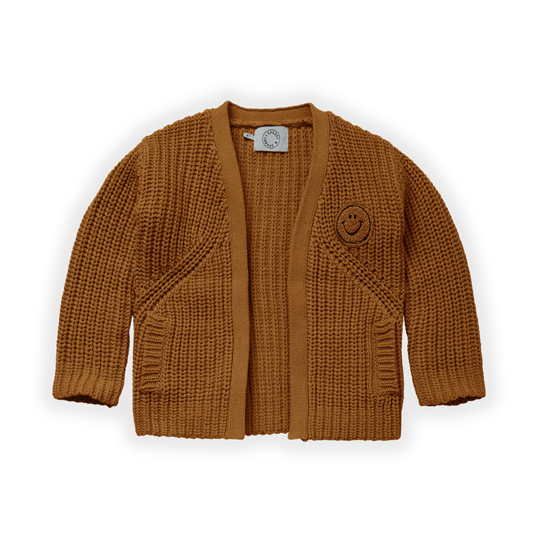 Cardigan Smiley Toffee van Sproet & Sprout