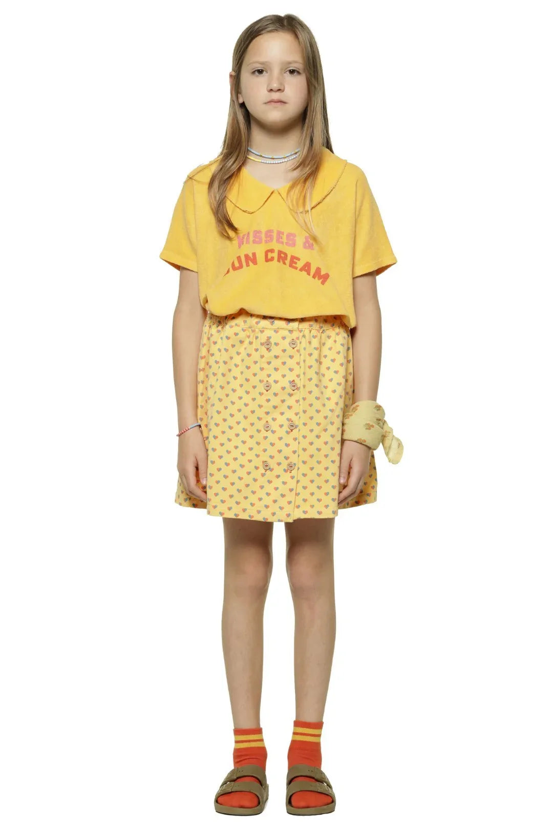 Yellow Short Skirt With Hearts Allover - Piupiuchick