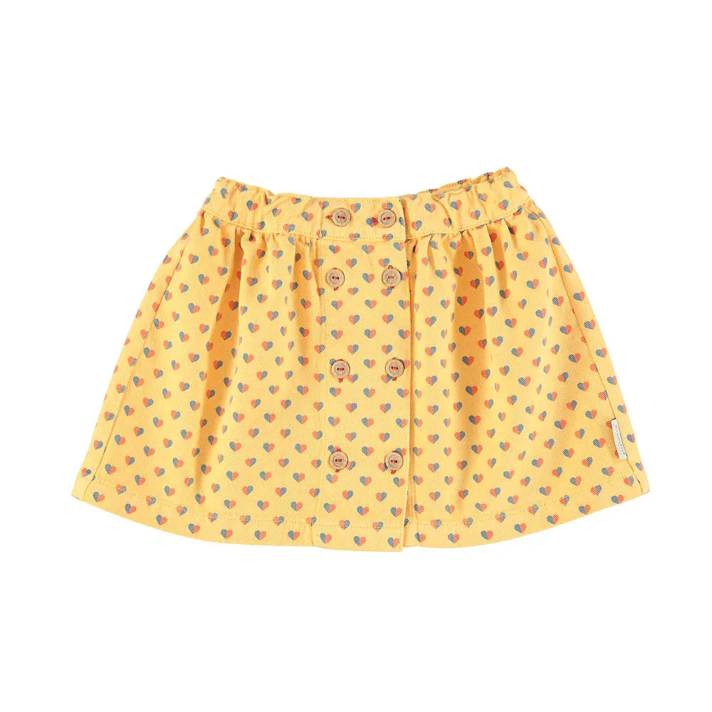 Yellow Short Skirt With Hearts Allover - Piupiuchick