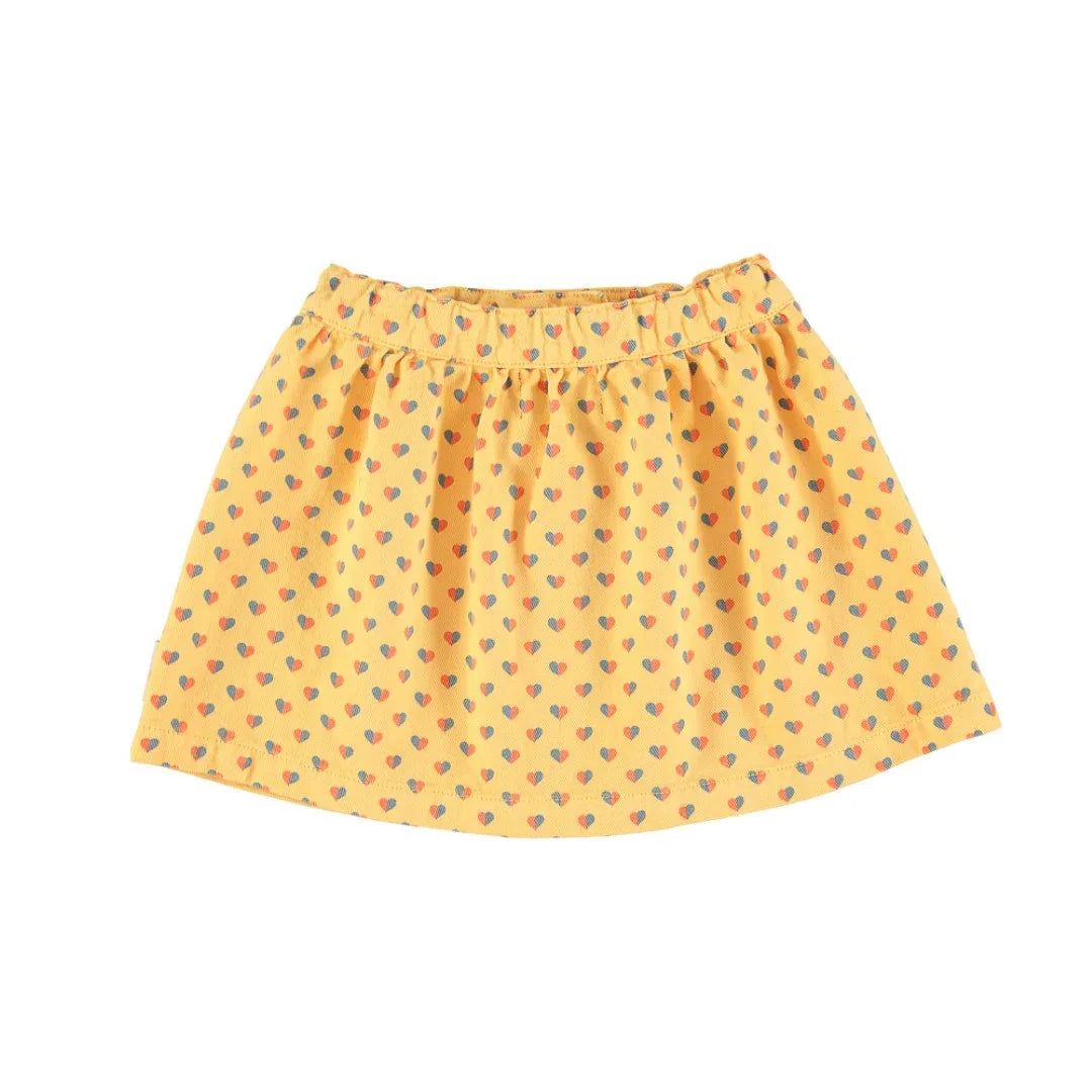 Yellow Short Skirt With Hearts Allover - Piupiuchick