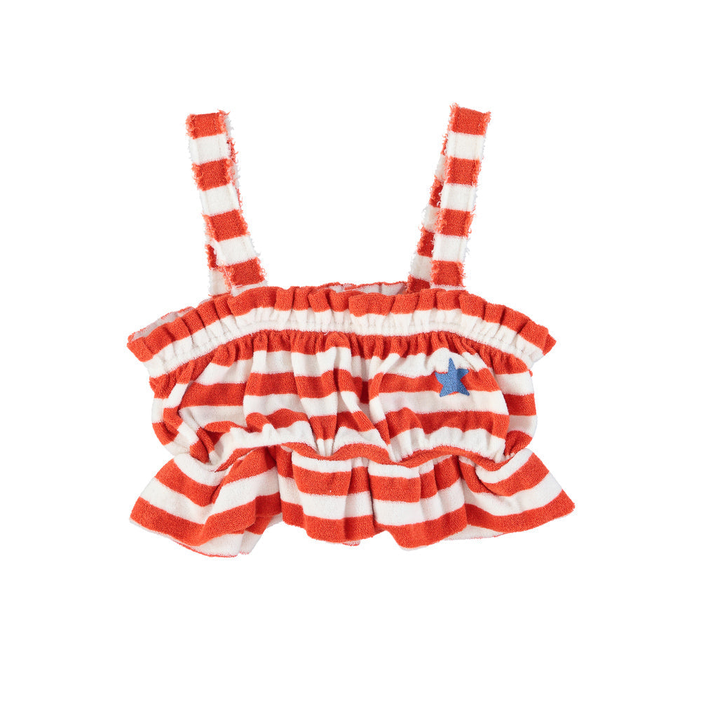 Piupiuchick | Cropped Top Red & Ecru Stripes