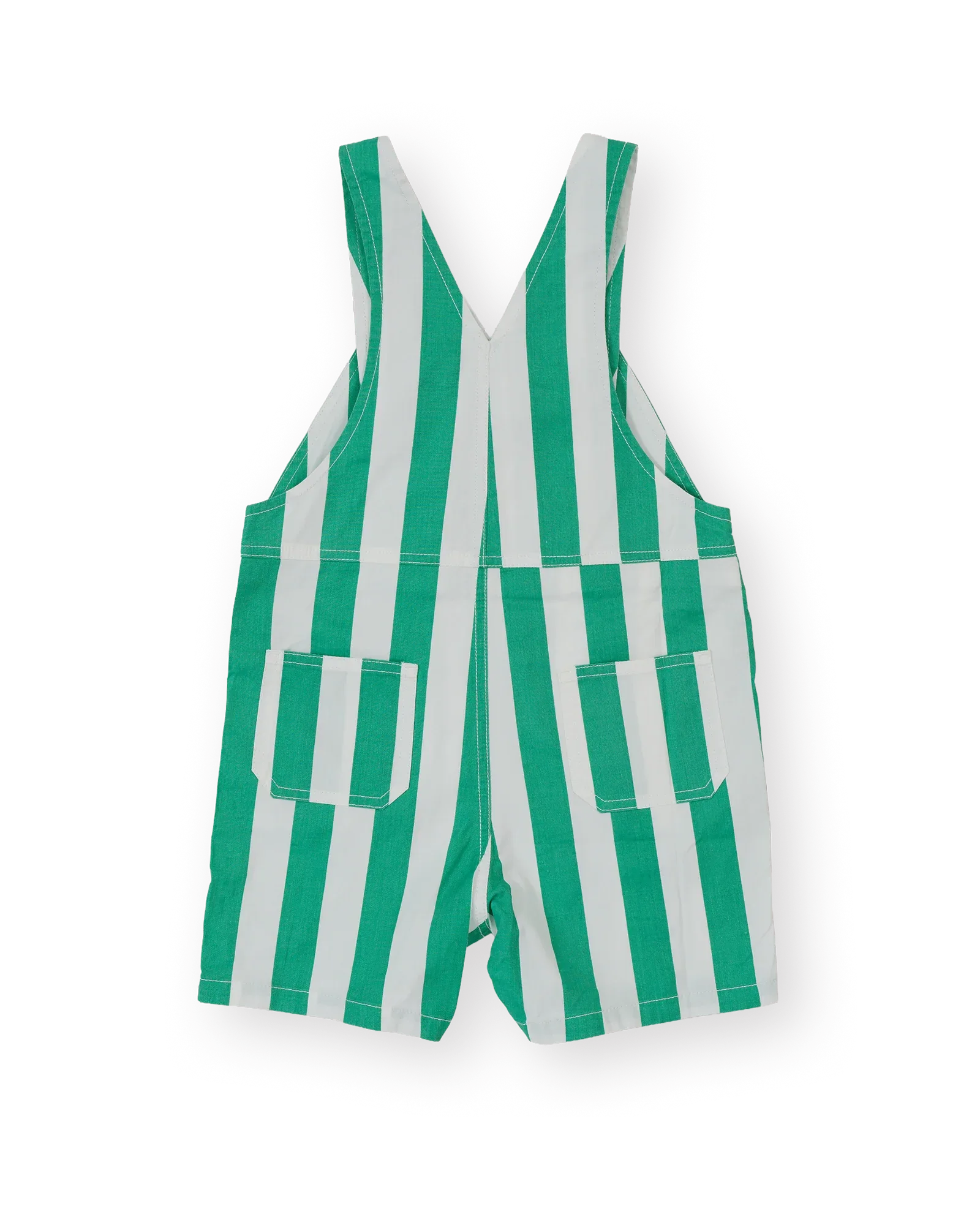 Happy Stripe Button Burton Overall Green White - Goldie+Ace