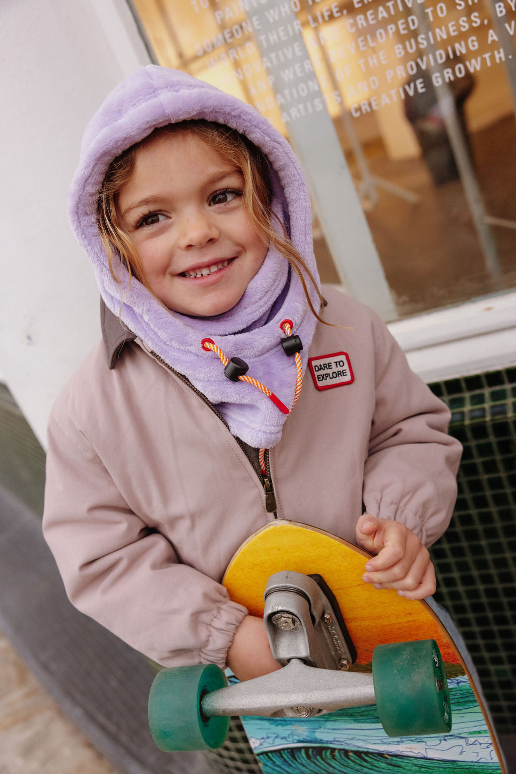 Fleece Combi Bivakmuts Sjaal Warmy Mauve