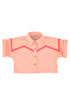 Short sleeves Jacket Pink With Pink Geometric Lines - Piupiuchick