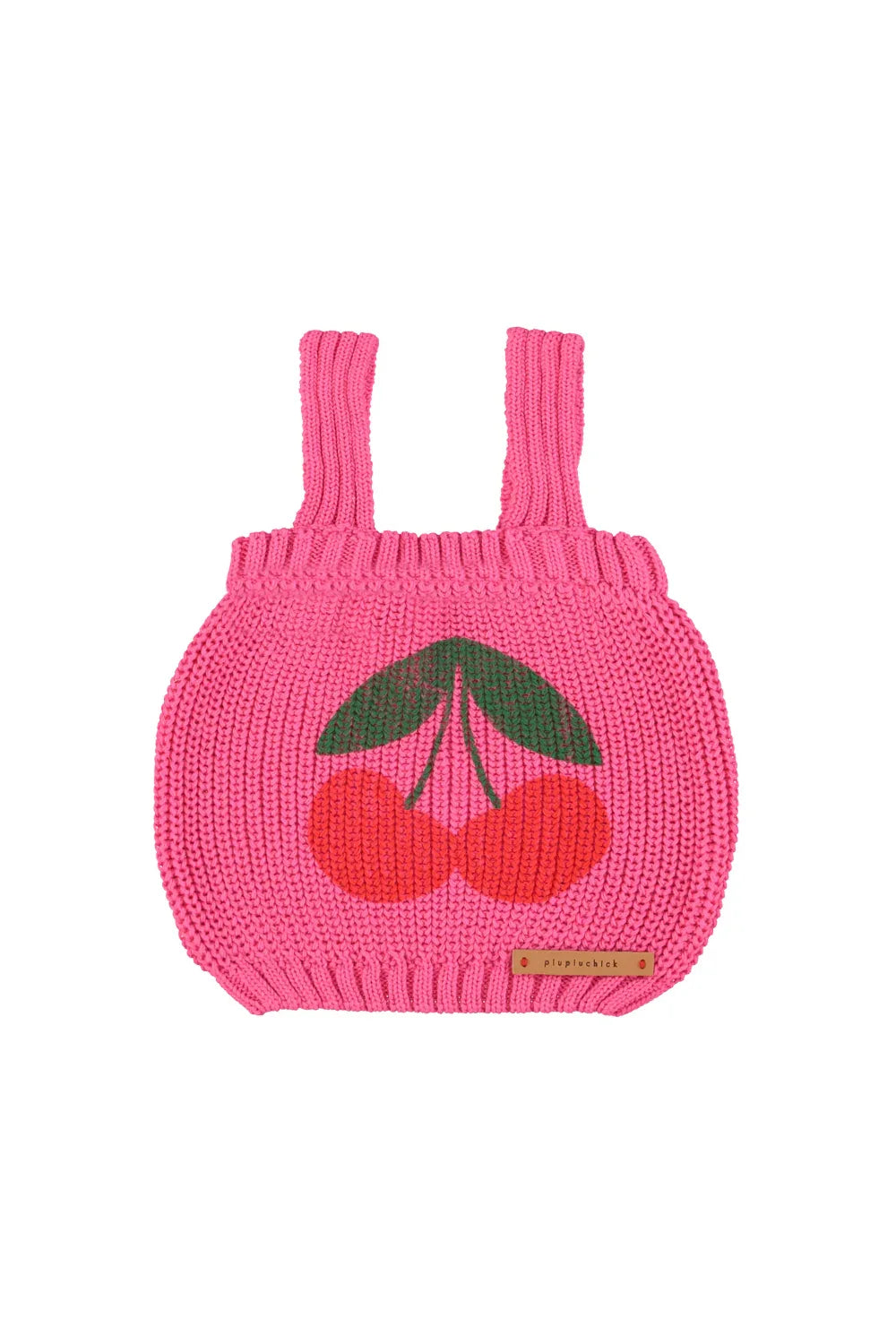 Knitted Top With Straps Pink With Cherry Print - Piupiuchick