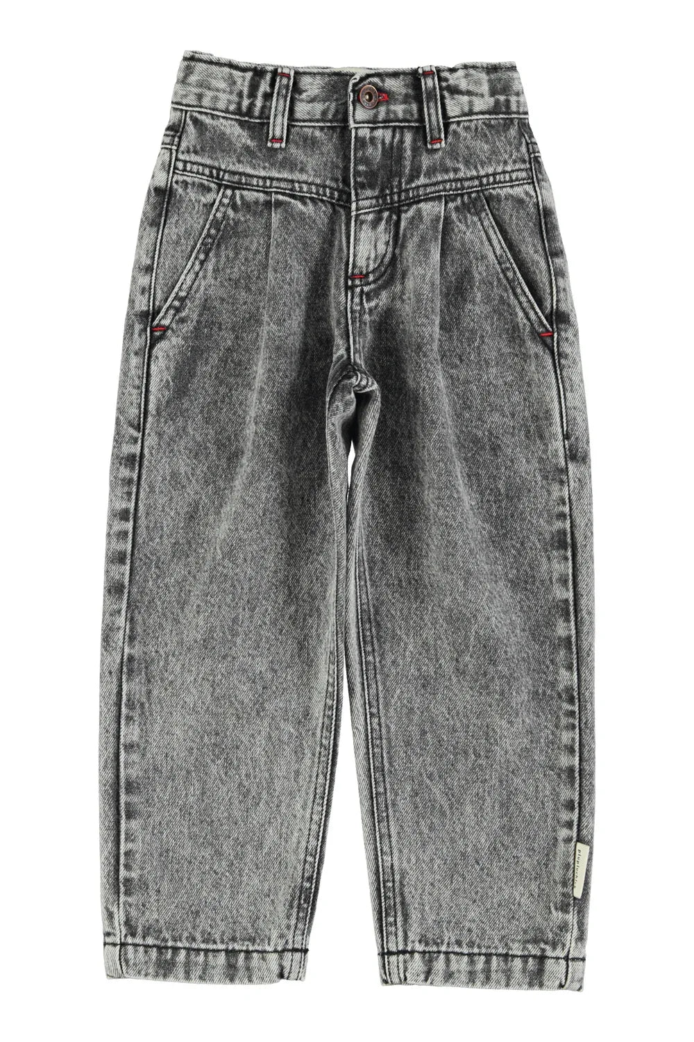 Mom Fit Trousers Washed Black Denim - Piupiuchick