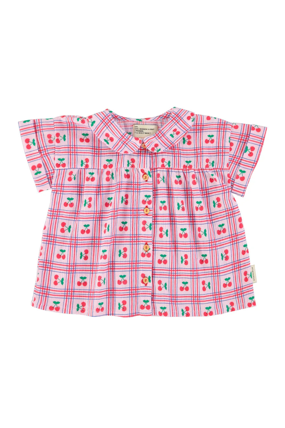 Peter Pan Collar Shirt Lilac With Cherries Allover - Piupiuchick
