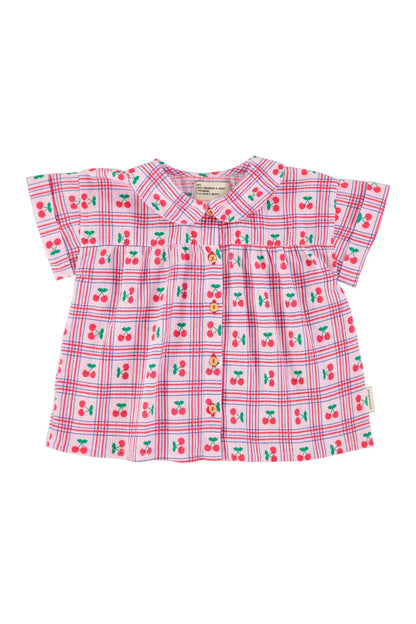 Peter Pan Collar Shirt Lilac With Cherries Allover - Piupiuchick