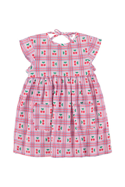 Short Dress Lilac With Cherries Allover - Piupiuchick