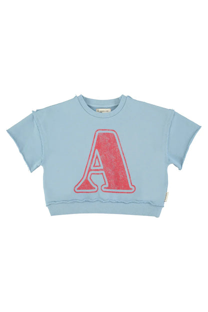 Short Sleeve Sweatshirt Blue With A Print - Piupiuchick