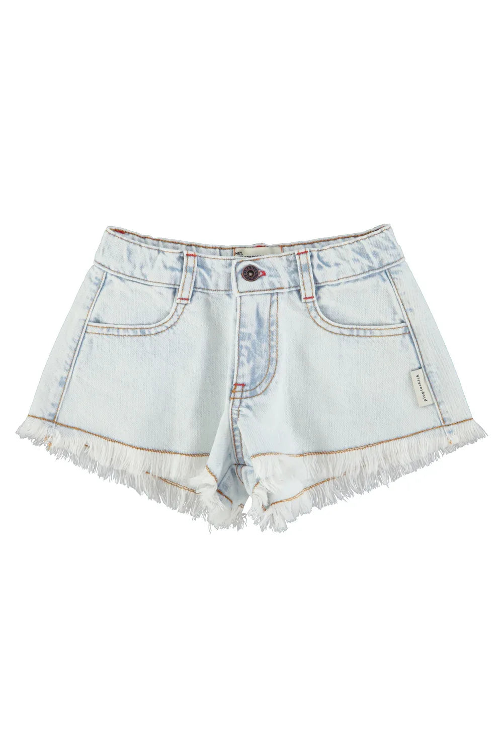 Shorts With Fringes Washed Light Blue Denim - Piupiuchick