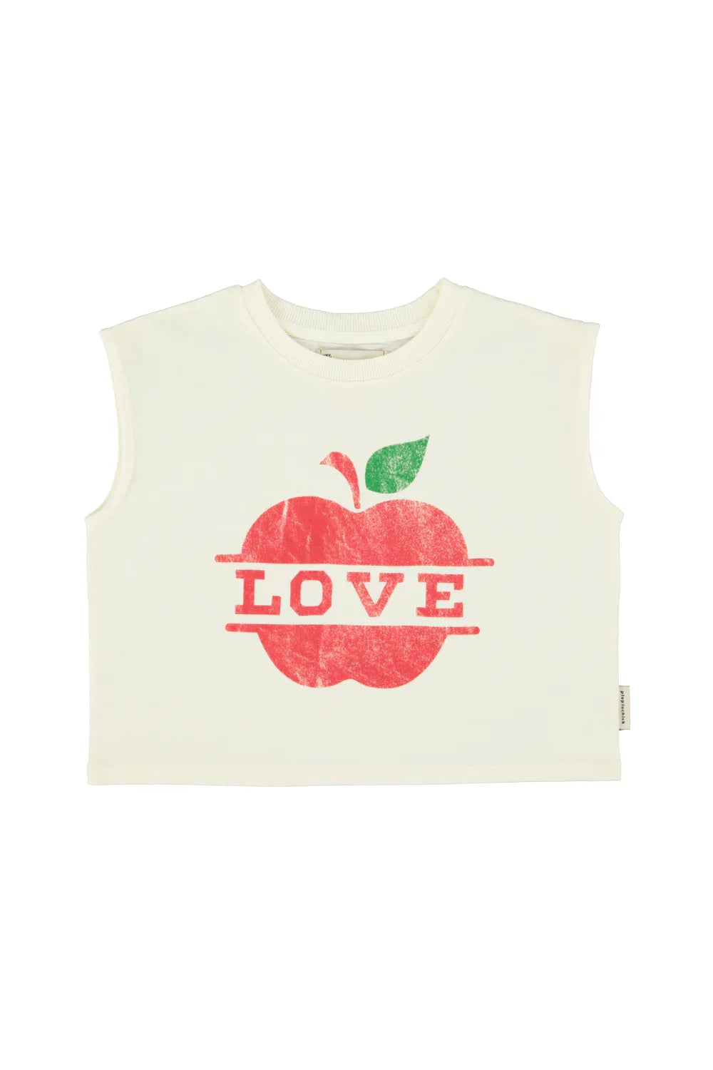 Sleeveless T-shirt Ecru With Apple Print - Piupiuchick