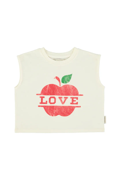 Sleeveless T-shirt Ecru With Apple Print - Piupiuchick