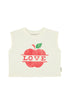 Sleeveless T-shirt Ecru With Apple Print - Piupiuchick
