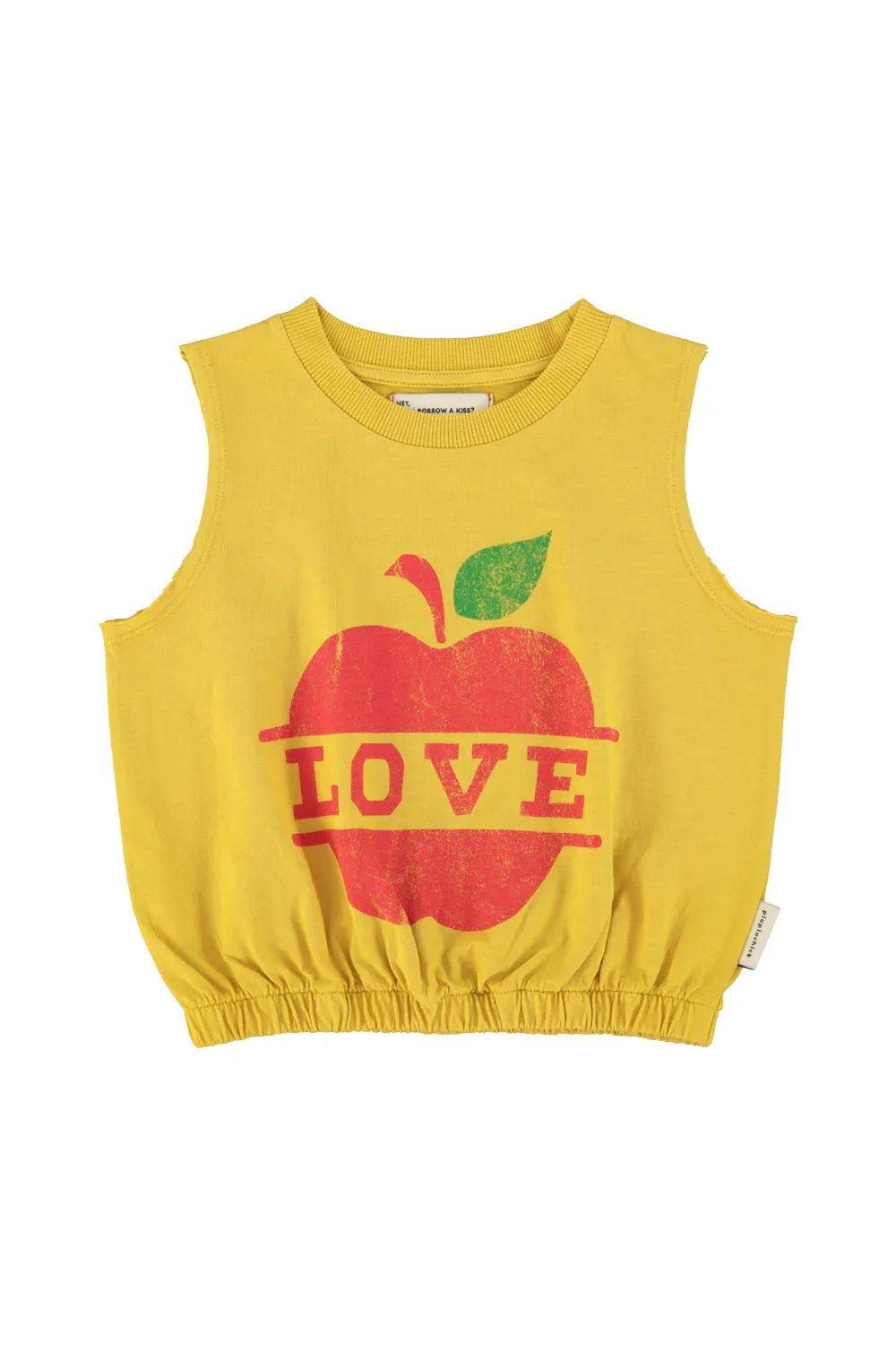 Sleeveless Top Mustard With Apple Print - Piupiuchick