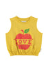 Sleeveless Top Mustard With Apple Print - Piupiuchick