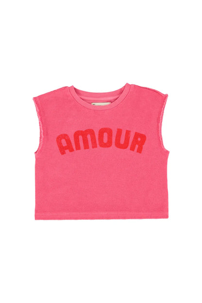 Sleeveless Top Pink With Amour Print - Piupiuchick