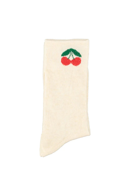 Socks Ecru With Cherry Print - Piupiuchick
