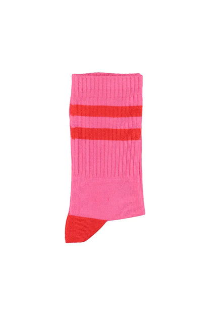 Socks Pink With Red Stripes - Piupiuchick