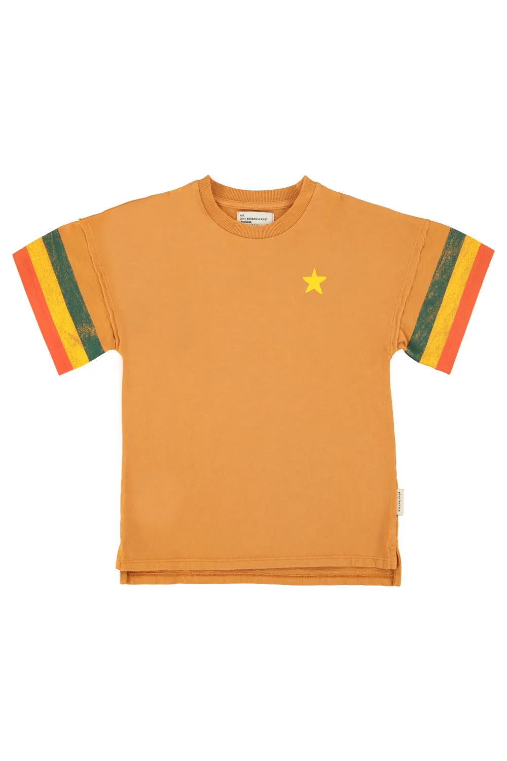 T-shirt Dress Camel With Multicolor Stripes - Piupiuchick
