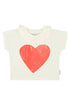 T-shirt With Collar Ecru With Red Heart Print - Piupiuchick