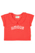 T-shirt With Peter Pan Collar Red With Amour Print - Piupiuchick