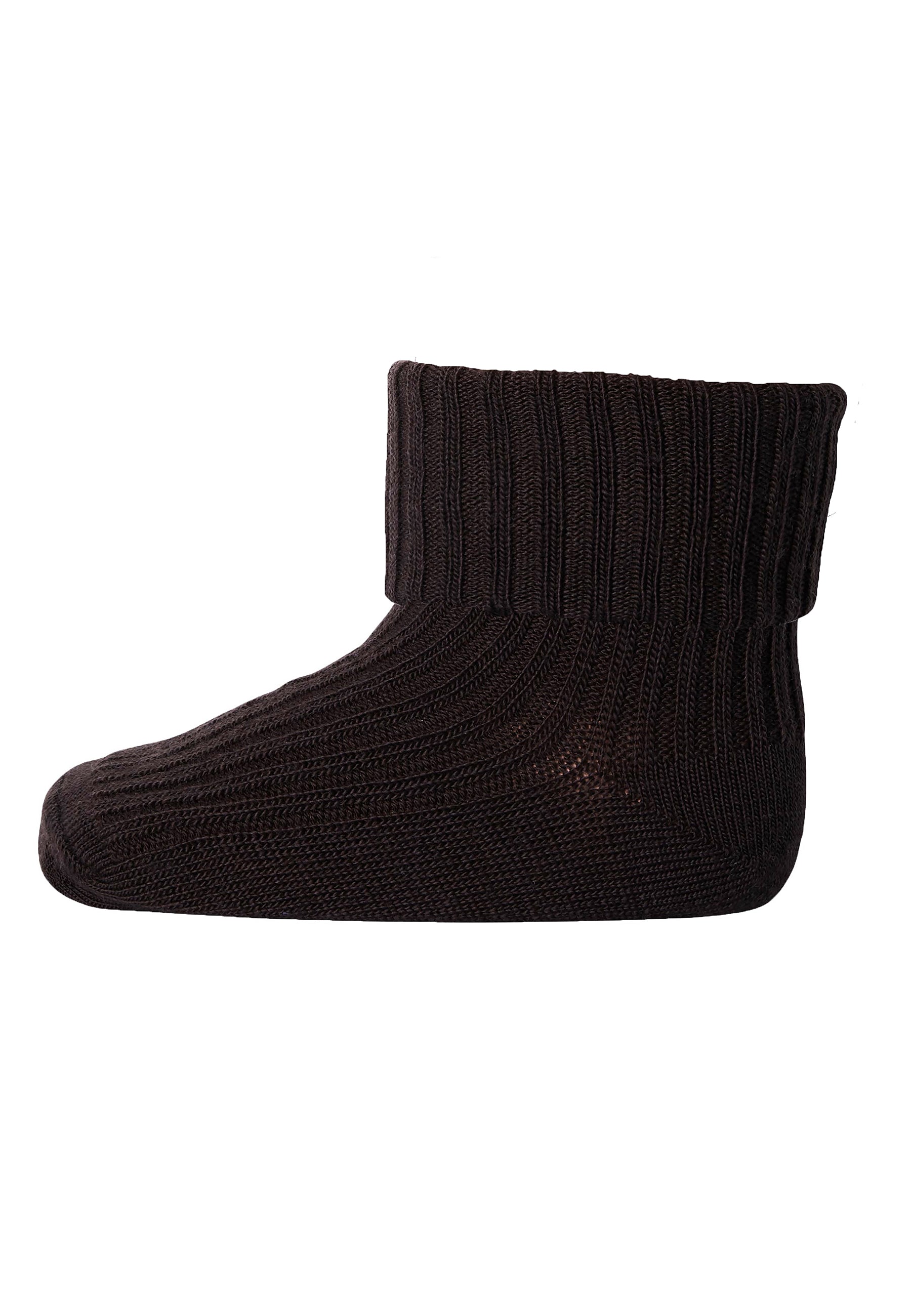 Cotton Rib Baby Socks Dark Brown