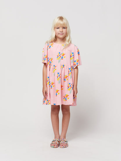 Fireworks all Over Flounce Sleeves Woven Dress