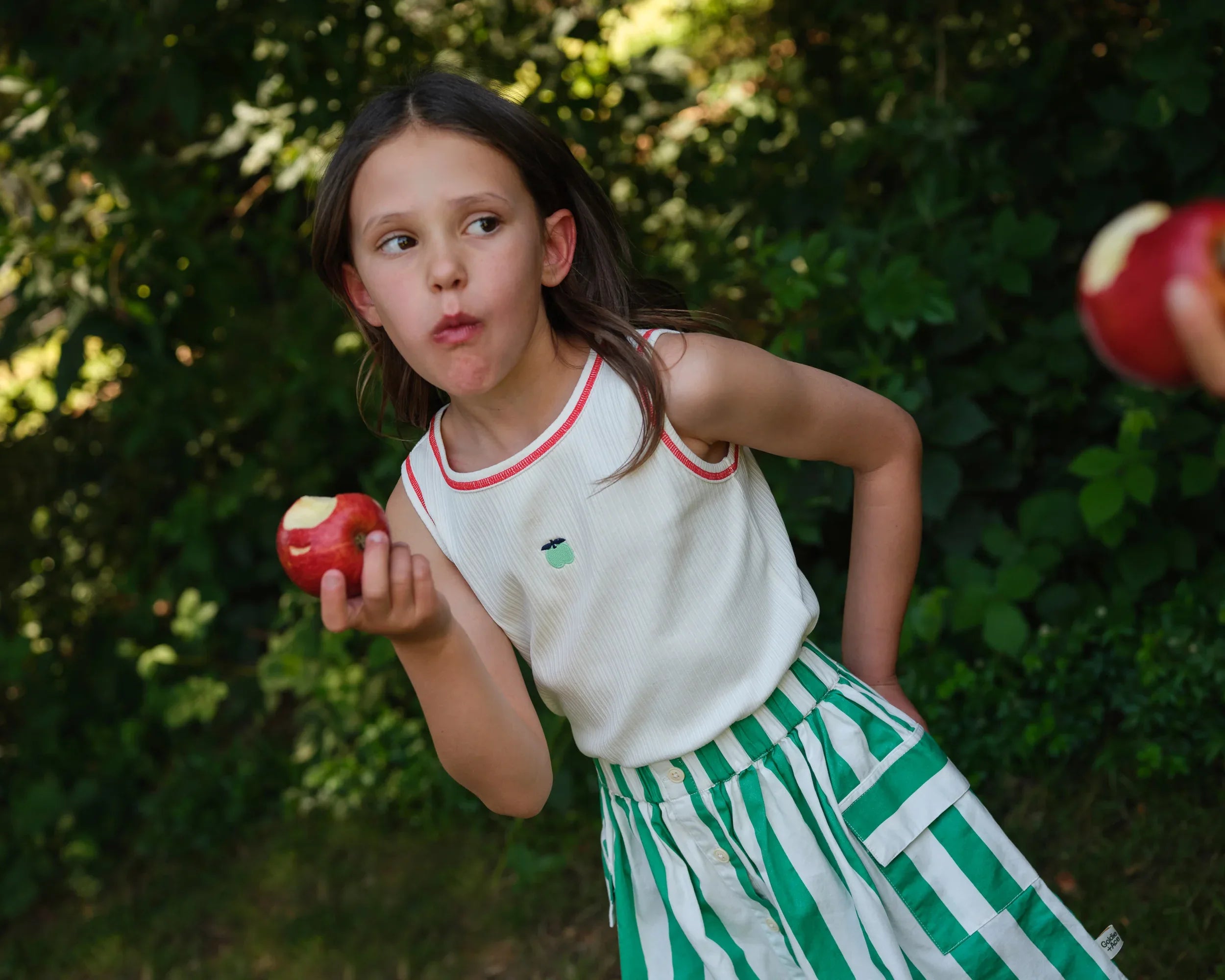 Happy Stripe Pocket Skirt Green White - Goldie+Ace