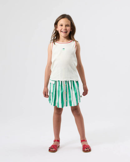 Happy Stripe Pocket Skirt Green White - Goldie+Ace