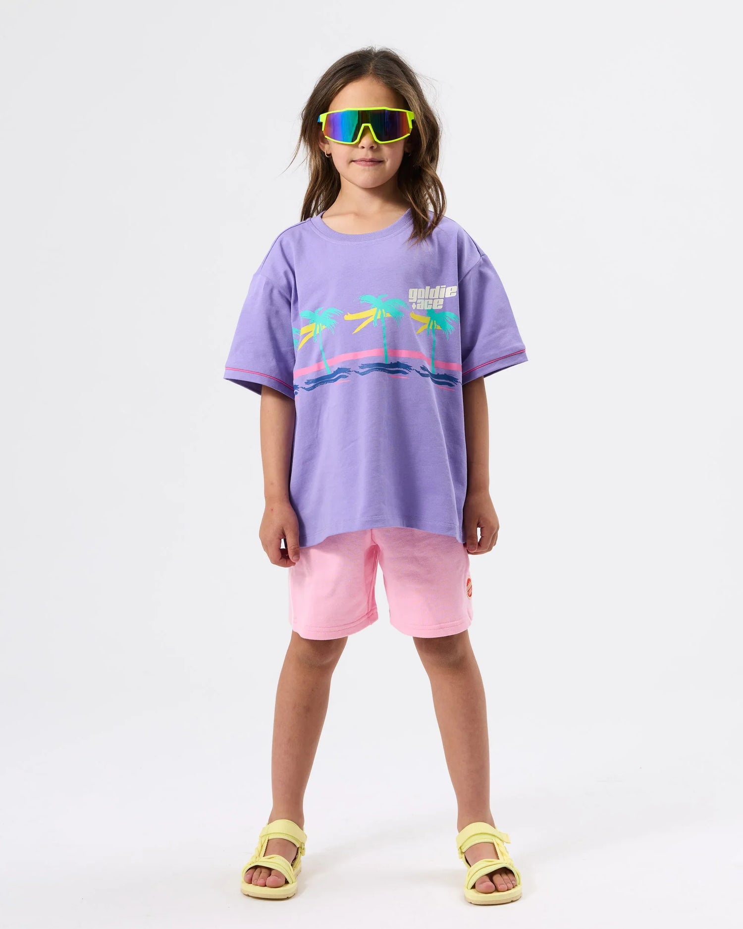 Oversized Palm Beach T-shirt Purple - Goldie+Ace