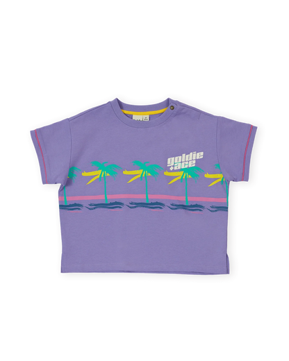 Oversized Palm Beach T-shirt Purple - Goldie+Ace