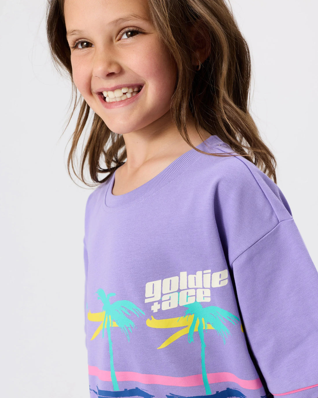 Oversized Palm Beach T-shirt Purple - Goldie+Ace