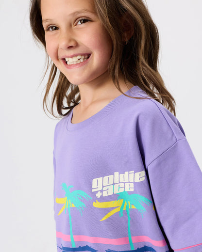 Oversized Palm Beach T-shirt Purple - Goldie+Ace
