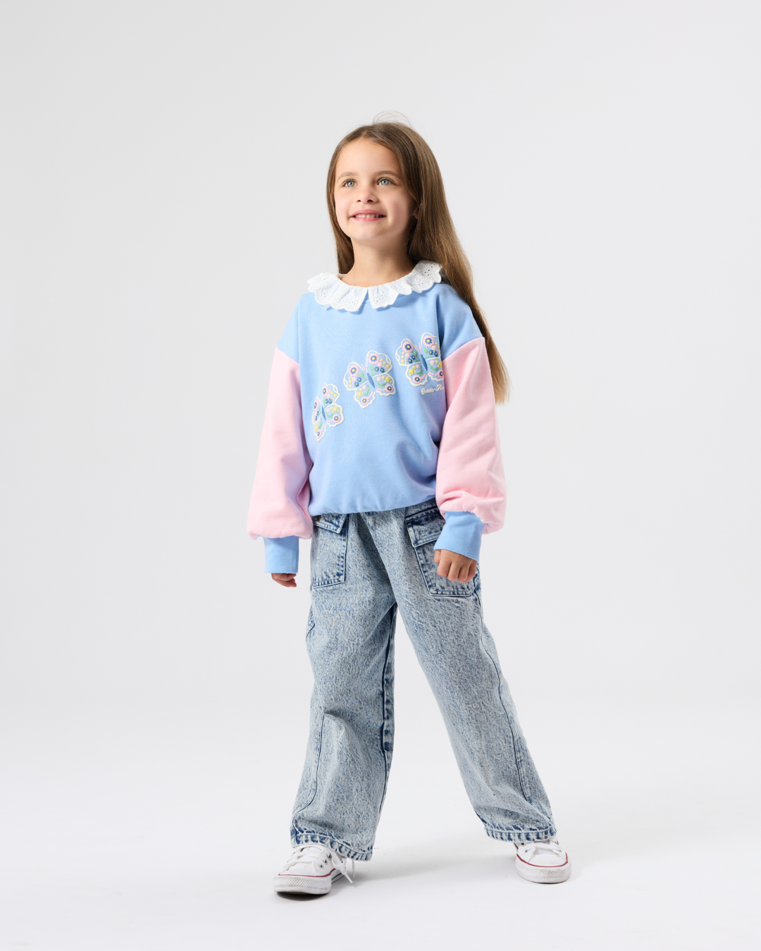 Butterfly Puff Print Oversized Sweatshirt