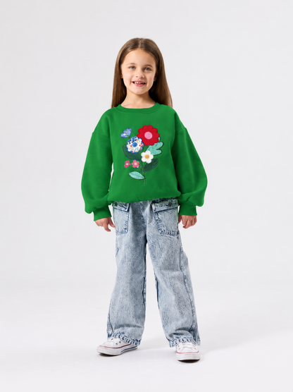 Flower Patched Oversized Sweatshirt